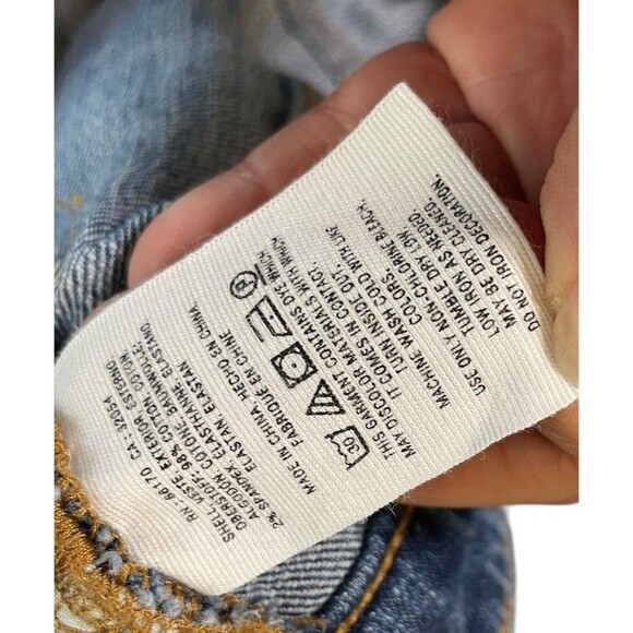 Anthropologie Pilcro Slim Boyfriend Jeans Floral Embroidered Mid Rise Size 27 - Picture 7 of 13